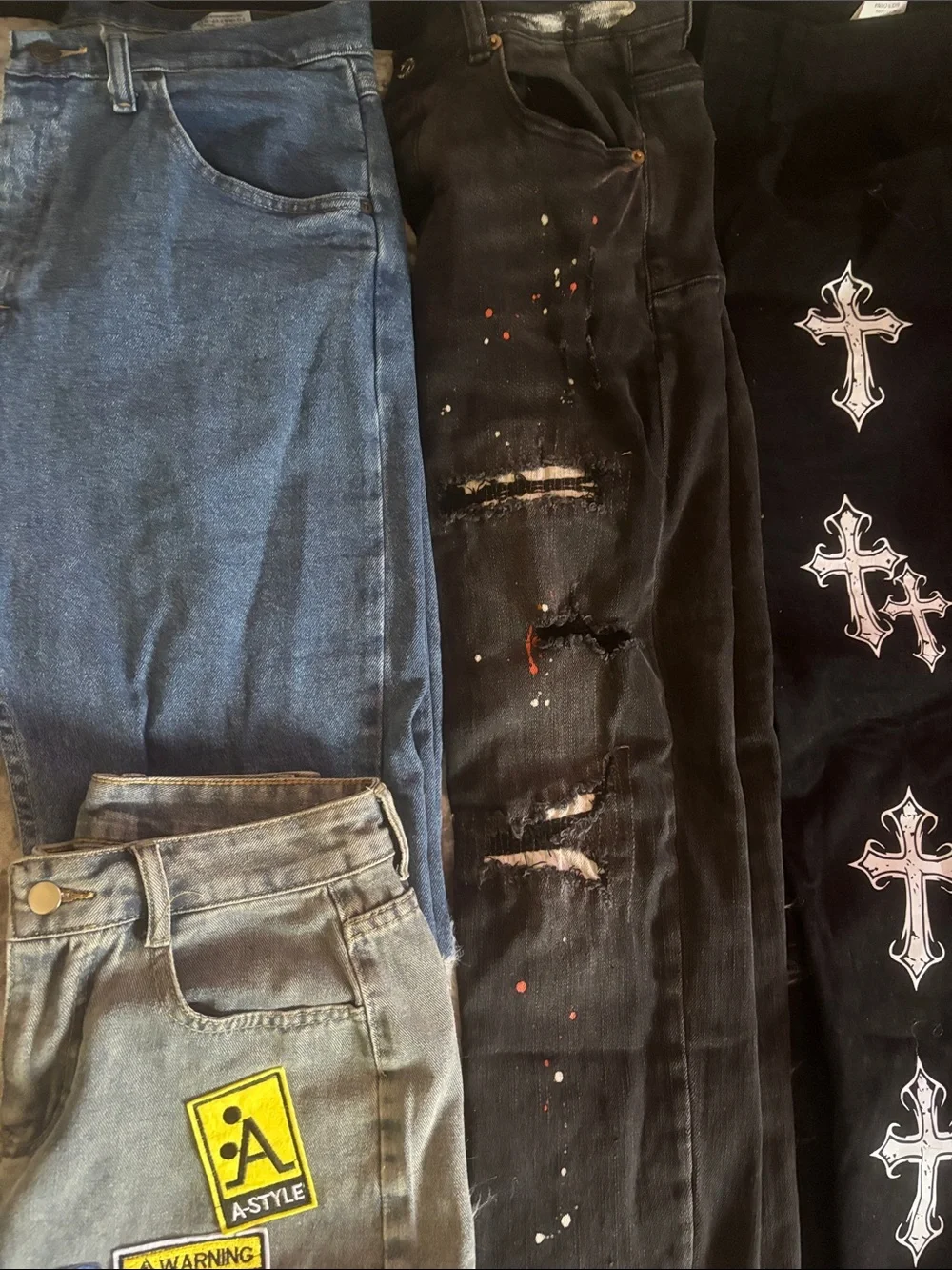 Assorted Distressed Blue Denim Jeans - Multiple Washes